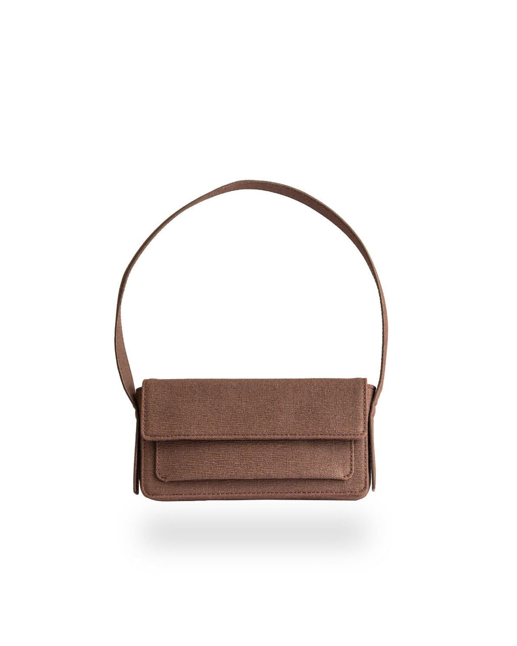 Plain Shoulder Bag - Brown