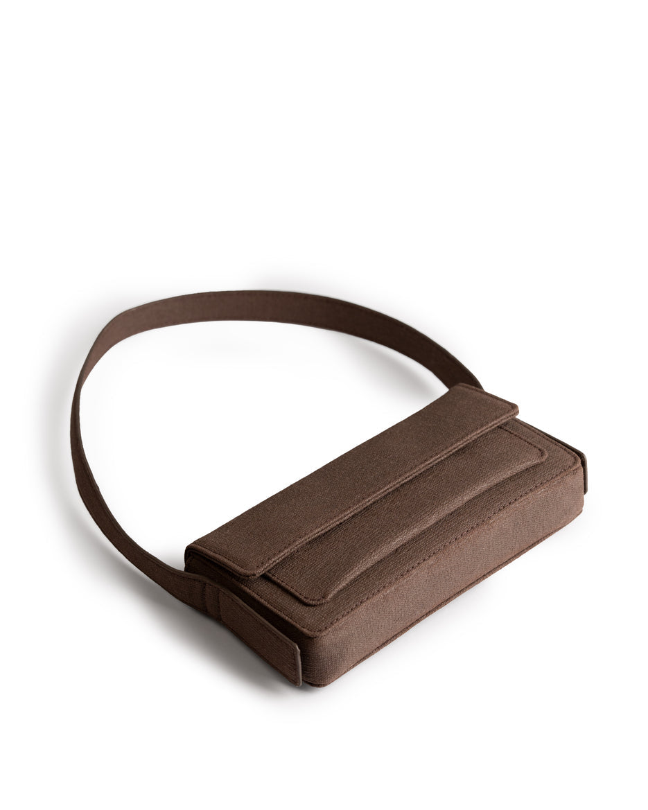 Plain Shoulder Bag - Brown